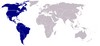 Localização dos países-membros da OEA